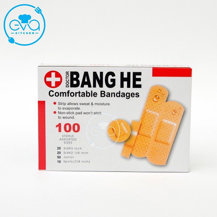 Hộp 100 Miếng Băng Keo Cá Nhân Dán Vết Thương 4 Size Tiện Lợi  Comfortable Bandages