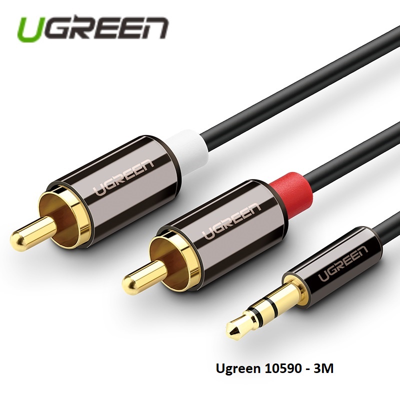 Cáp audio 3.5mm ra 2 đầu RCA UGREEN độ dài tự chọn