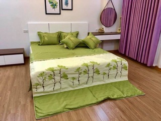 Combo bộ chăn ga gối sa tin 7 món