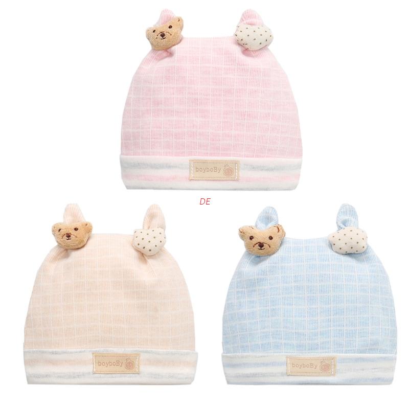 Mũ beanie cotton giữ ấm mùa đông in họa tiết hoạt hình dễ thương cho bé sơ sinh 0-3 tháng tuổi