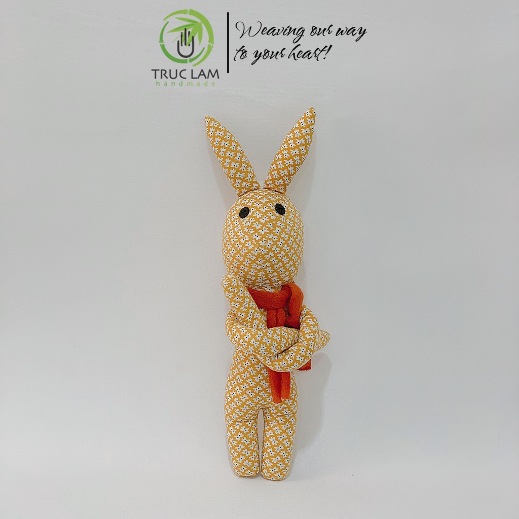 Đồ Chơi Cho Bé Thú Nhồi Bông Hình Con Thỏ Buộc Nơ Vải Hoa Bông Gòn Cao Cấp T4 – Trúc Lâm Handmade