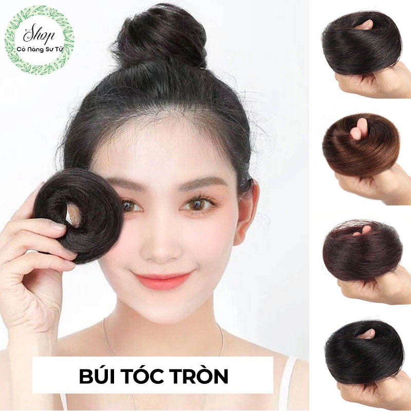 Tóc giả nữ Búi rối mini cột chun siêu nhẹ, búi tròn ngoài tóc thật - Trẻ trung năng động - Cô nàng sư tử