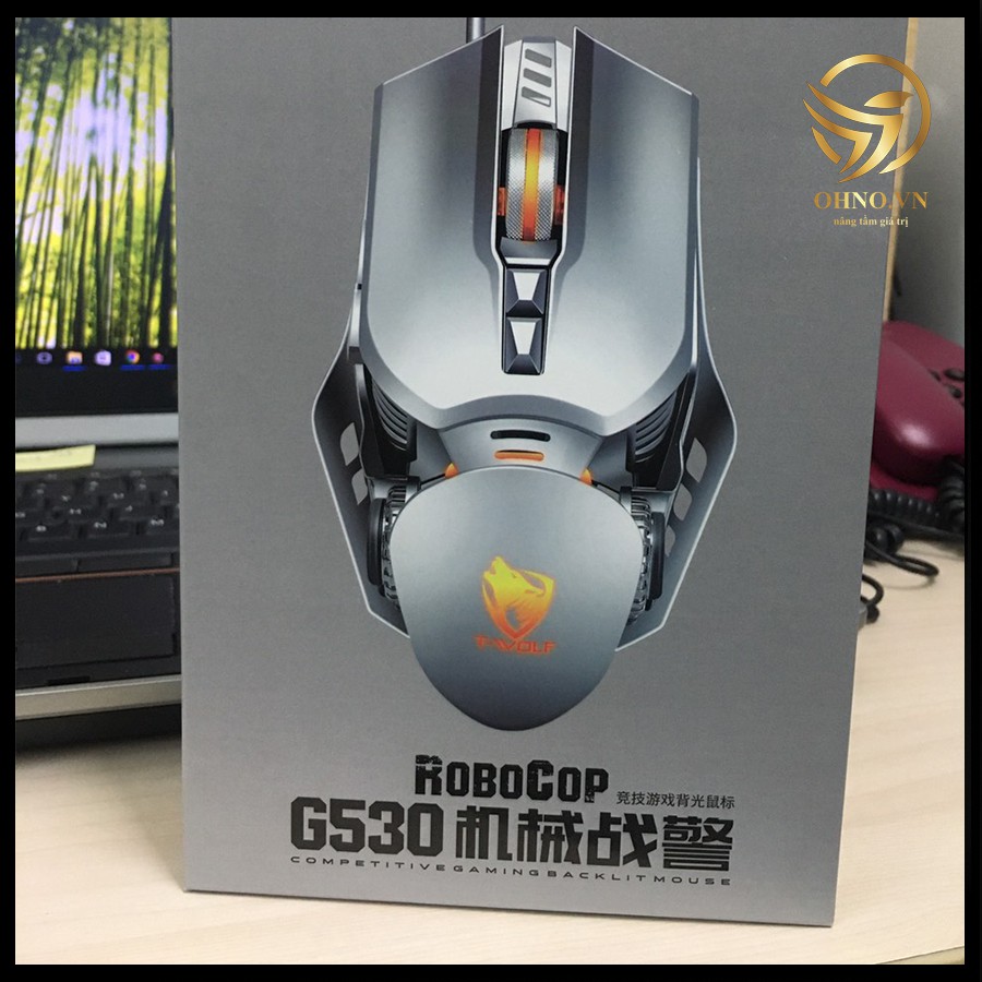 Chuột Chơi Game Có Dây T-Wolf G530 Hình Robot - Chuột Chuyên Game 7 nút 4 đèn nền màu 1200-6400 DPI có thể điều chỉnh