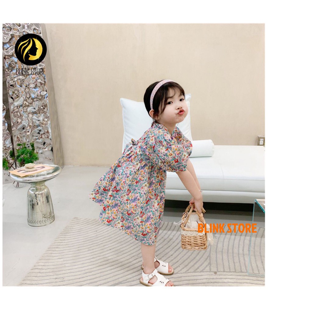 Váy hè trẻ em họa tiết hoa nhí nhẹ nhàng, nữ tính chất liệu cotton thô mịn mát cho bé từ 3 đến 8 tuôi - VTE02