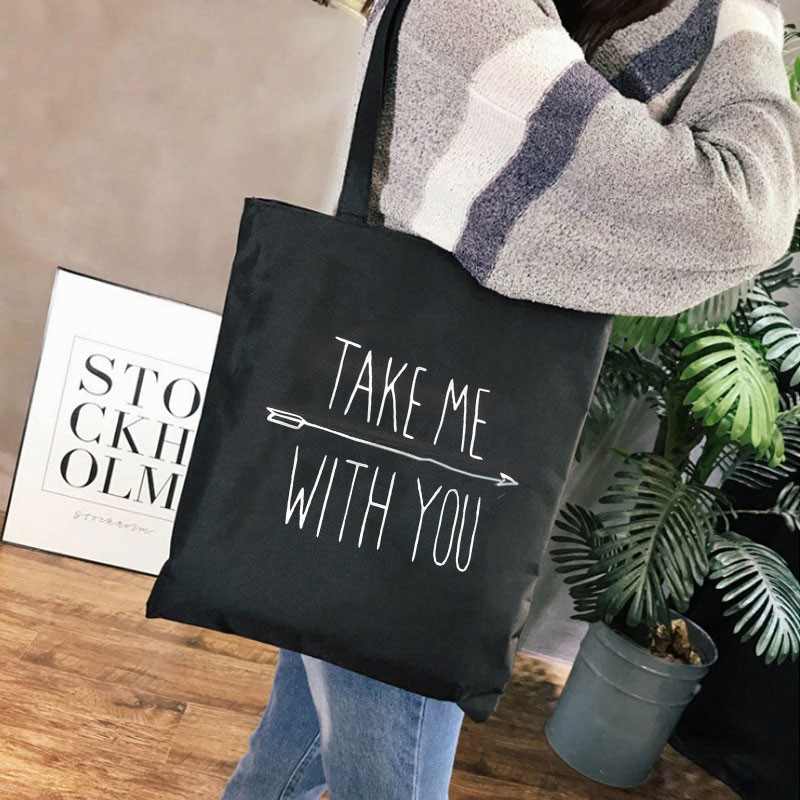 Túi Vải Tote Mũi Tên With You Có Dây Kéo P1522