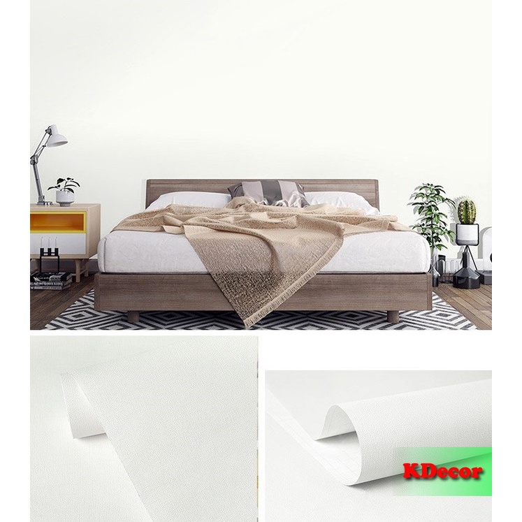 [XẢ] 10m Giấy dán tường MÀU TRẮNG rộng 45cm có sẵn keo