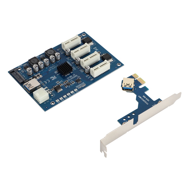 Bộ Chuyển Đổi Pci-E X1 Sang 4pci-e X16 1 Thành 4 Cổng Pci 6pin Sata Usb Kèm Phụ Kiện