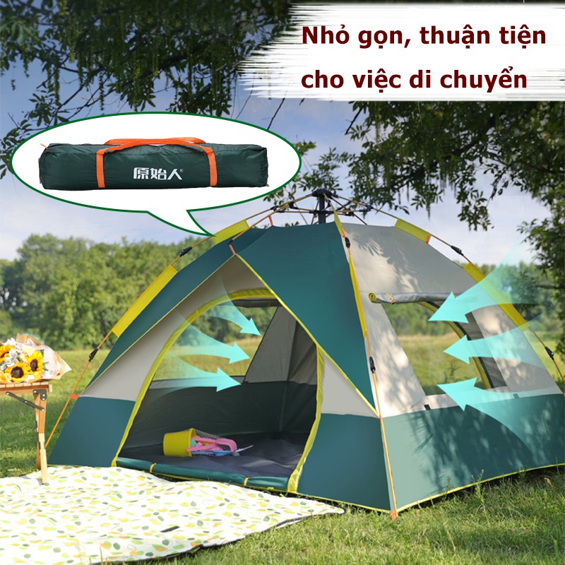 Lều cắm trại dã ngoại CAO CẤP, sức chứa 4-6 người, chống nước, chống nắng tia UV kiểu lều phượt du lịch