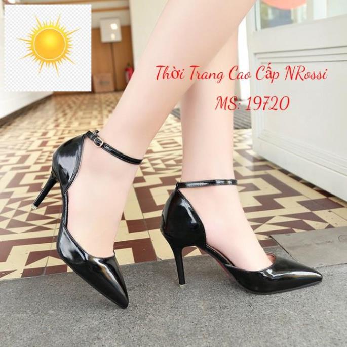 ❤FREESHIP❤ Giày cao gót bít mũi 7 phân màu đen bóng size ngoại cỡ, big size NRossi