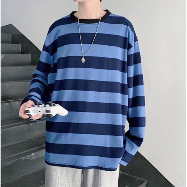 [ Có Ảnh Thật ] Áo thun tay dài form rộng unisex - Sweater sọc bản to new