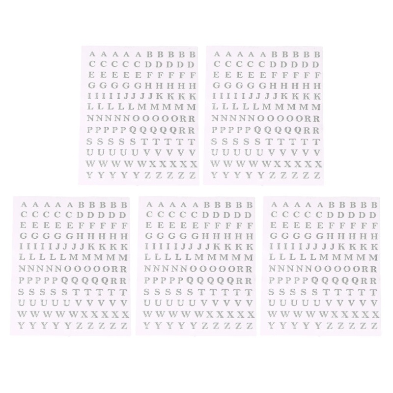 Set 5 tờ nhãn dán kim loại chữ tiếng anh trang trí đồ thủ công mỹ nghệ/trang sức diy