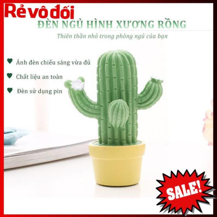 [HC MART SG] Đèn ngủ hình xương rồng thiết kế đẹp mắt, ánh sáng dịu nhẹ