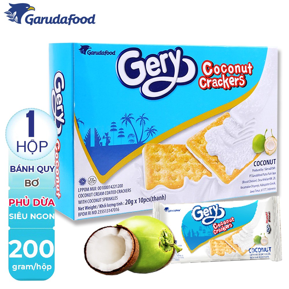 [ BÁNH NGON TUYỆT VỜI ] 01 hộp x 200gr Bánh Quy Dừa Gery Indonesia (Date: 12/2020)