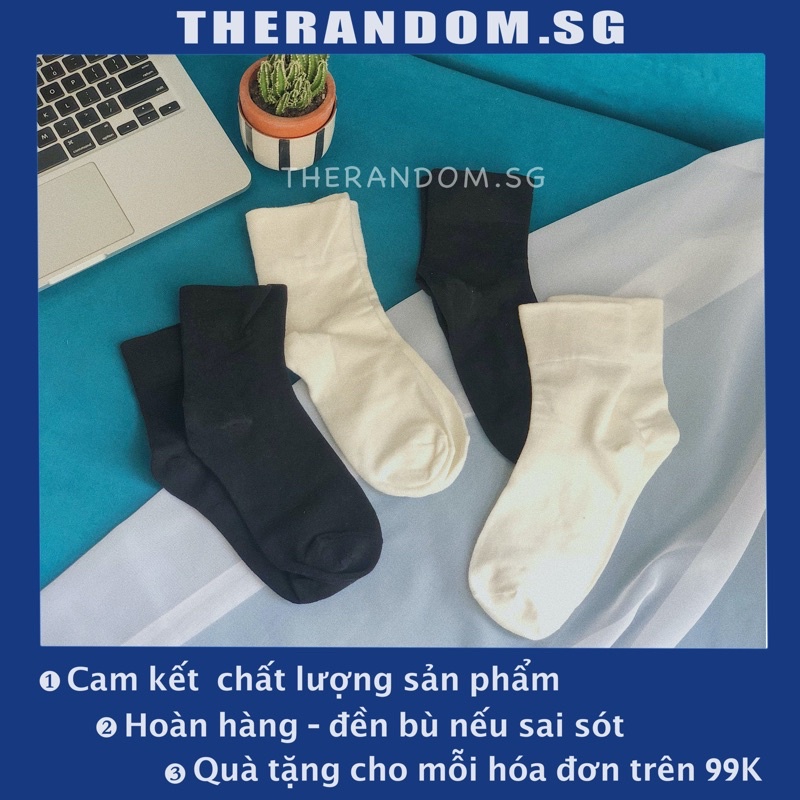[HÀNG CAO CẤP] Vớ/Tất Cổ Trung Nam Nữ Trắng/Đen Trơn Basic