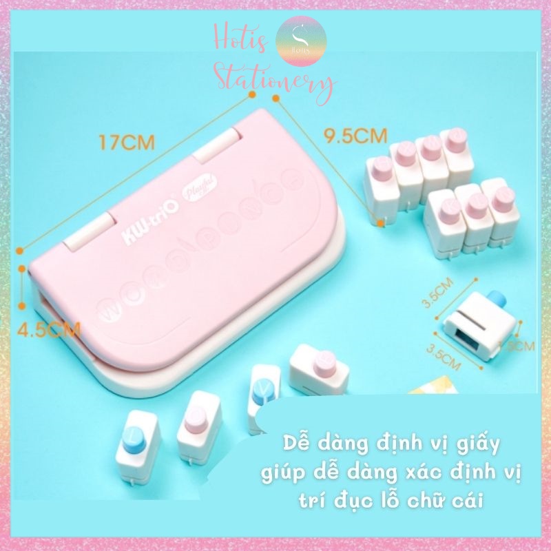 [HOTIS] Dụng cụ dập chữ rỗng KW-triO Word Punch - Gồm 1 máy dập &amp; 26 chữ cái in hoa - DIY làm thiệp, trang trí hộp quà