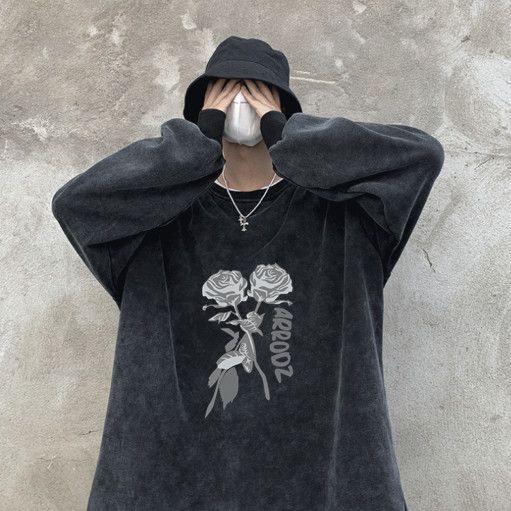 Áo Sweater Cotton Cổ Tròn Dáng Rộng Thời Trang Retro Dành Cho Nam