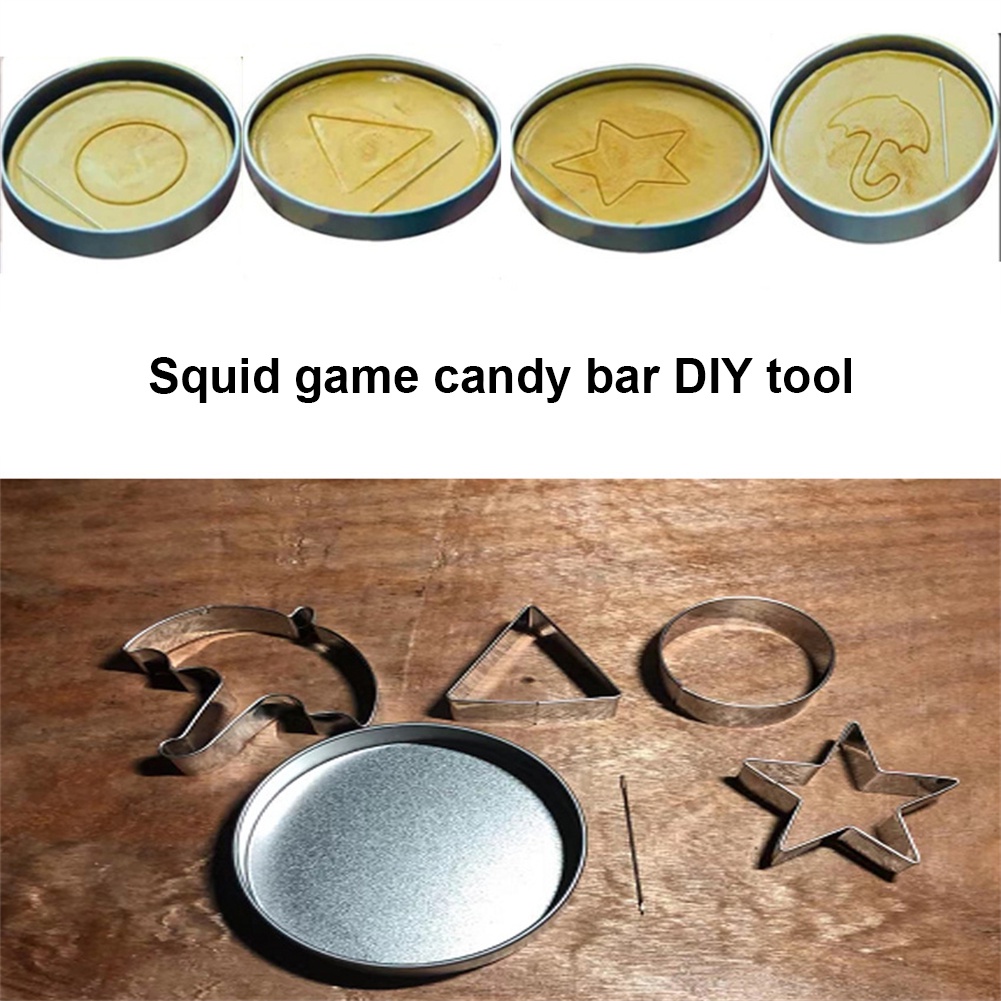 Khuôn đổ và cắt trò chơi tách kẹo đường Squid Game dụng cụ tự làm