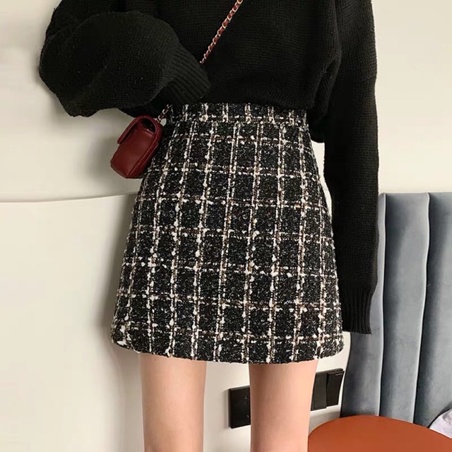Chân váy dạ tweet có lót trong