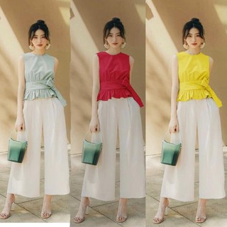Set quần ống rộng và áo peplum sang chảnh - nhiều size, form dáng chuẩn dễ amcjw đi làm, dạo phố