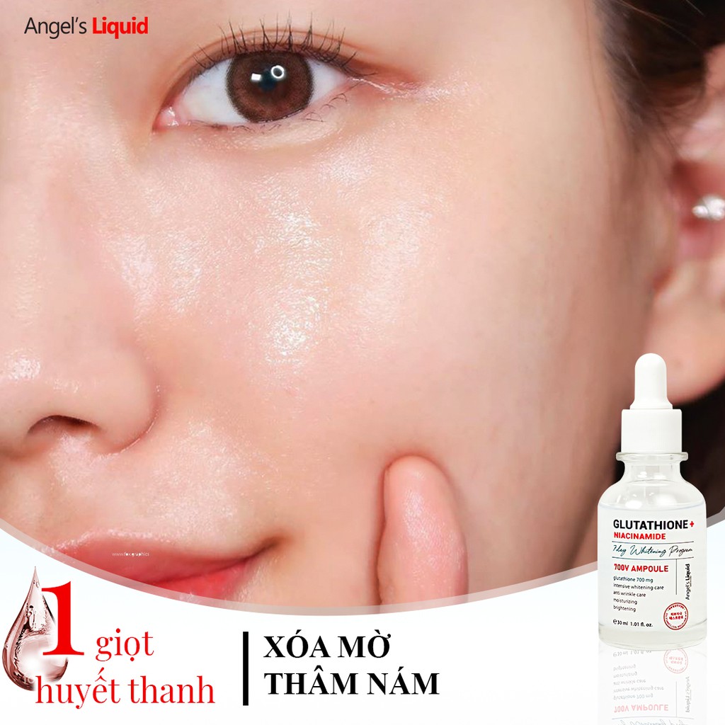 Huyết thanh truyền trắng xoá mờ thâm nám Serum Angel Liquid Glutathione Plus Niacinamide 700 V-ampoule 30ml