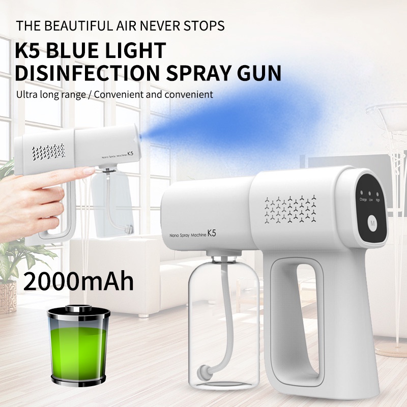 ⛑️CHÍNH HÃNG - BẢO HÀNH 12 THÁNG⛑️Súng Khử Khuẩn Phun Xịt Khử Sát Trùng Nano K5 Hàng Chuẩn In Laser 8 Mắt UV