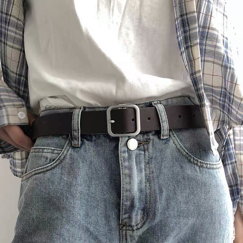 [ New] Thắt lưng bản to nam nữ UNISEX Thắt lưng mặt vuông bạc sáng nhiều size cho bạn lựa chọn