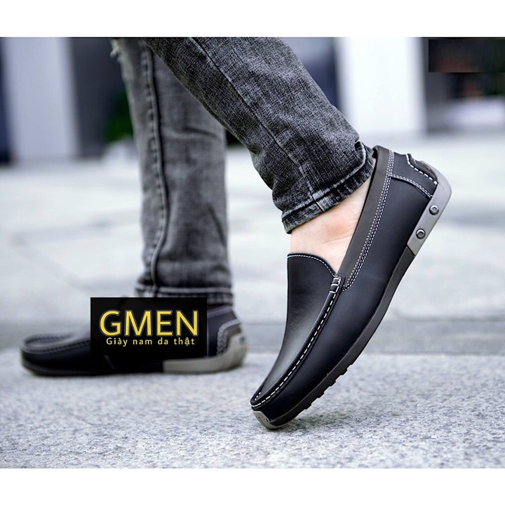 Giày lười nam cao cấp da bò mềm mại đế cao su êm chân bảo hành 1 năm GM07 | BigBuy360 - bigbuy360.vn