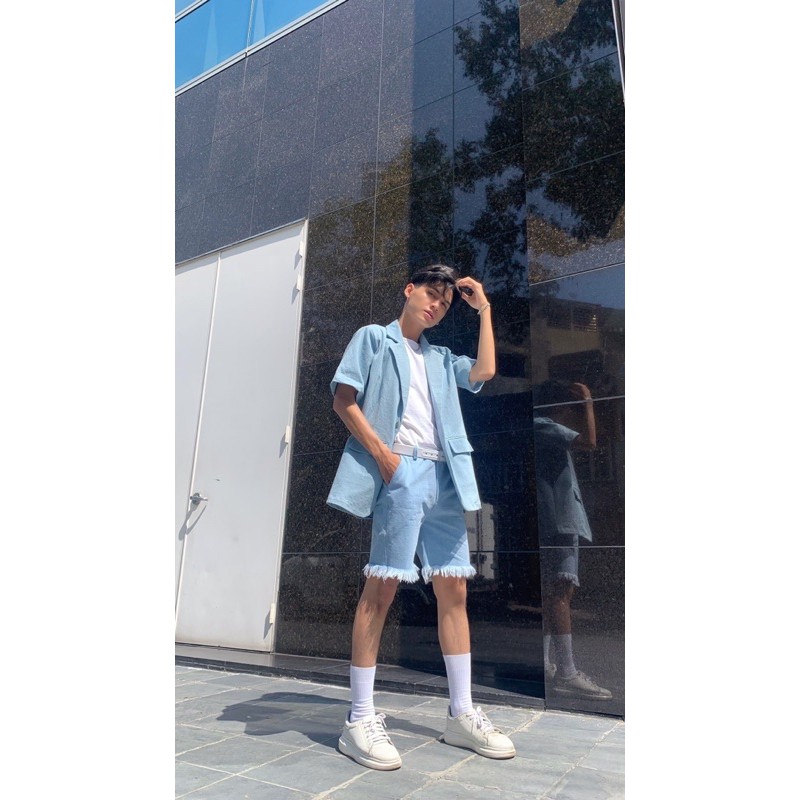 BLAZER TAY NGẮN JEAN BABY BLUE