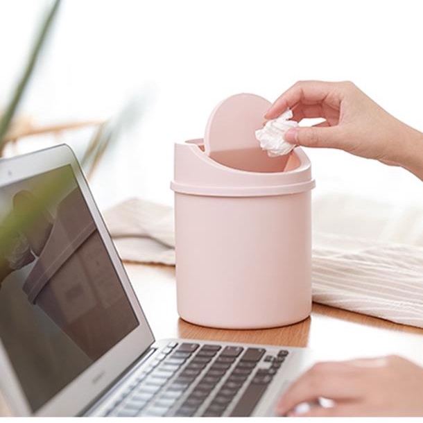 Thùng rác để bàn nắp xoay tự đóng mở hình Tròn KMVN 70043
