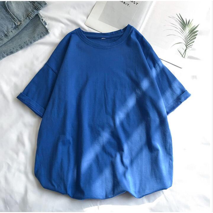 Áo thun IELGY tay ngắn dáng rộng màu trơn trẻ trung cho nữ