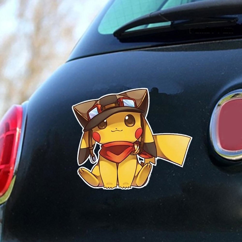 Sticker Dán Trang Trí Laptop / Xe Mô Tô Hình Pikachu Dễ Thương