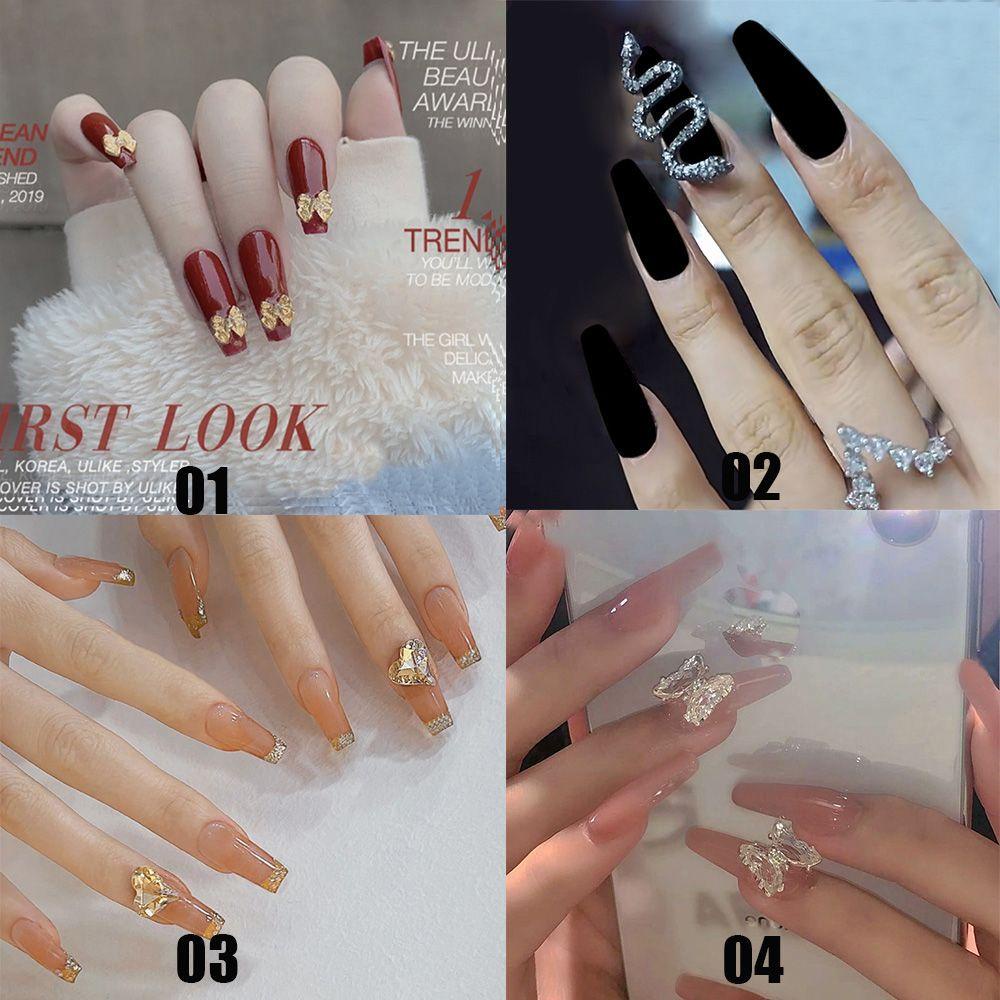 MIHAN1 Hộp 24 Móng Tay Giả Che Phủ Toàn Diện Họa Tiết Da Rắn Độc Đáo