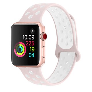 Dây đeo Silicon thay thế cho Apple Watch Size 40/38 Series 6/5/4/3/2/1 ( Hồng phối trắng)