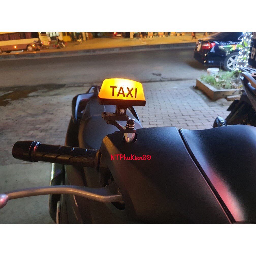 Đèn led taxi gắn xe máy gắn chân gương 5 chế độ nháy LED đỏ vàng (có kèm pad, cáp sạc, băng dính 2 mặt)