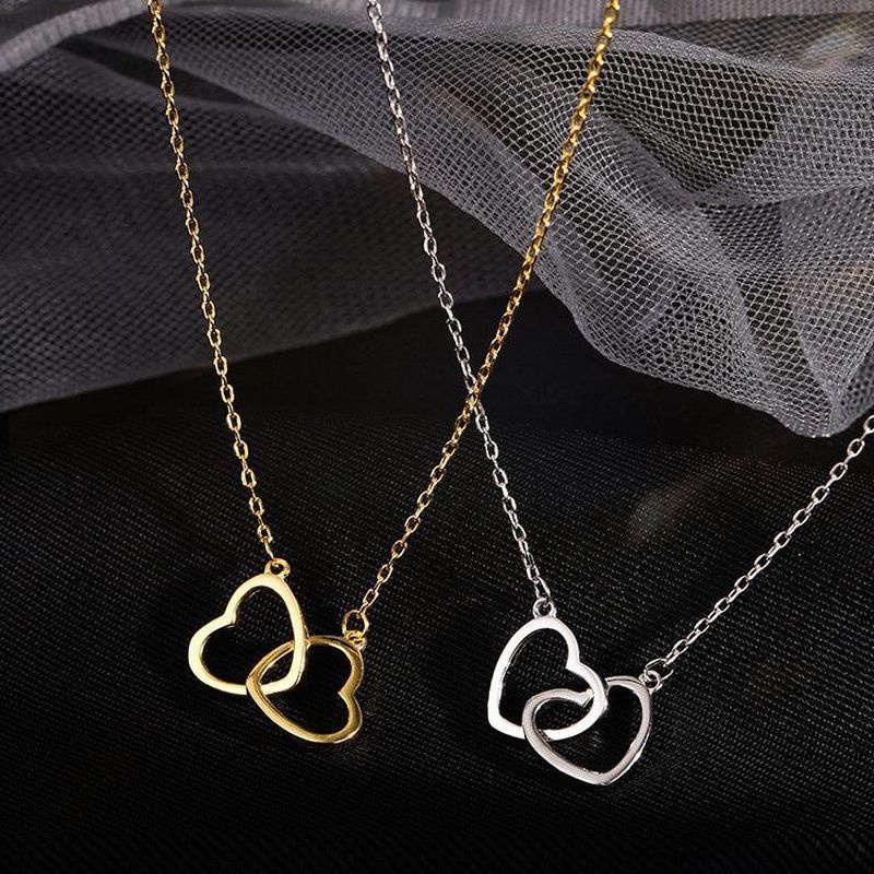 Vòng Cổ Choker Mặt Hình Trái Tim Đôi Thời Trang Đơn Giản Dành Cho Nữ / Phụ Kiện Làm Quà Tặng Cho Bạn Gái