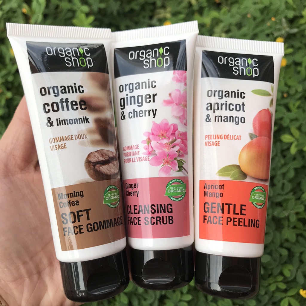 Tẩy tế bào mặt Nga Organic Shop dưỡng da 75ml NPP Shoptido