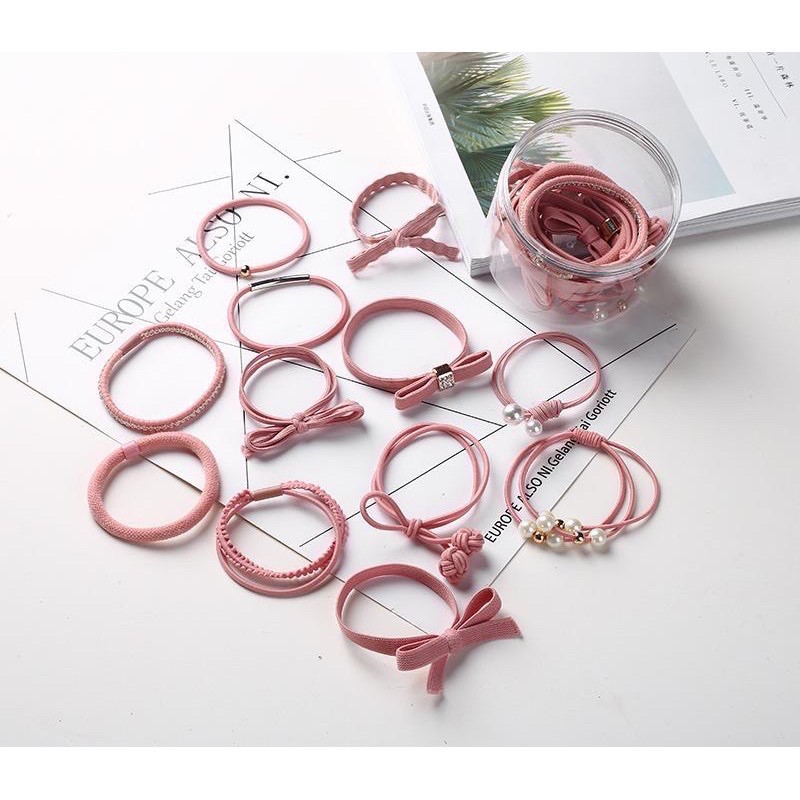 Full box - Set 12 dây buộc tóc kiểu Hàn Quốc.