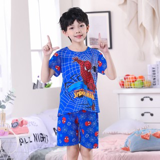 Bộ Đồ Ngủ Ngắn Tay In Hình Người Nhện Dành Cho Bé Trai