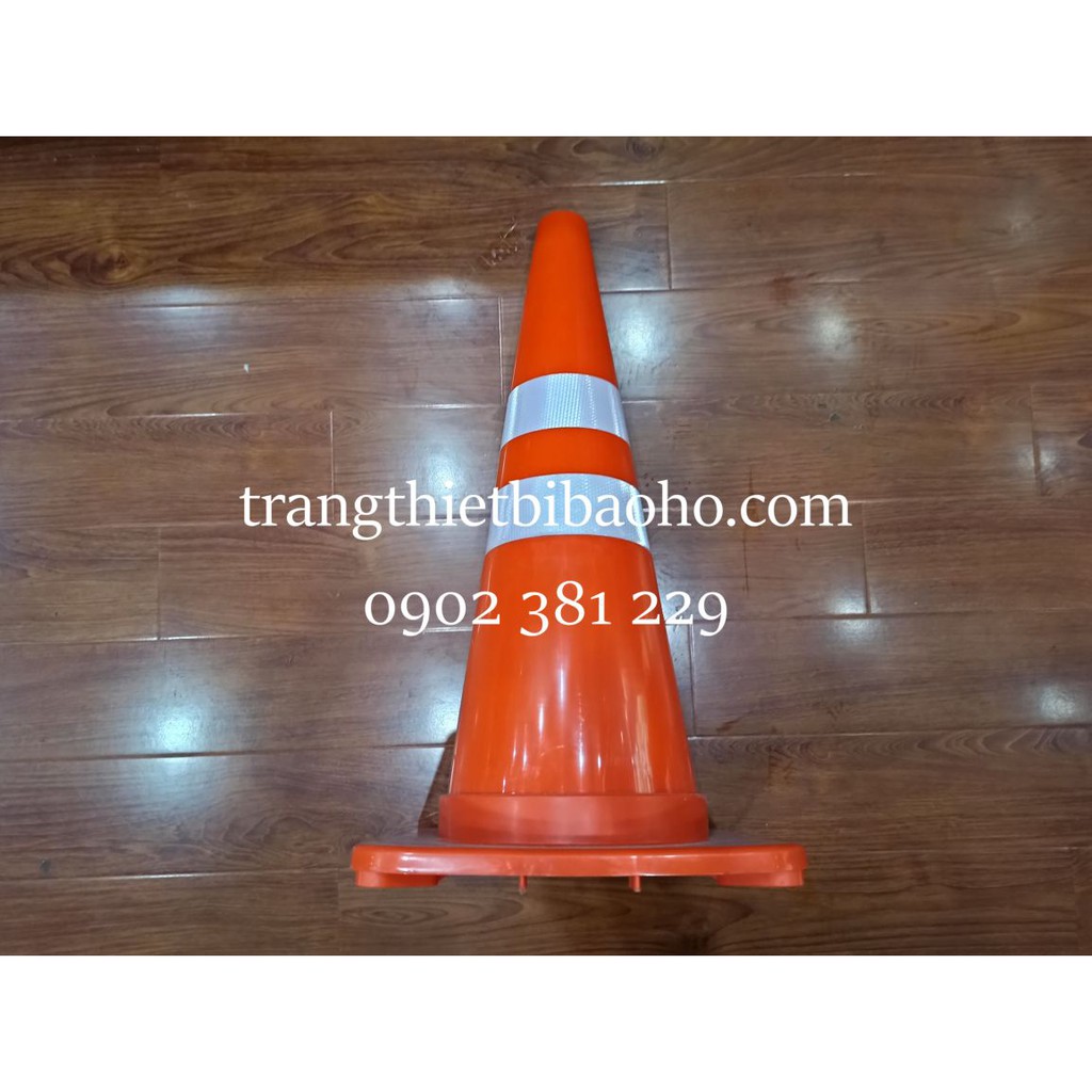 Cọc giao thông chóp nón phản quang 2 sọc màu cam GT70A