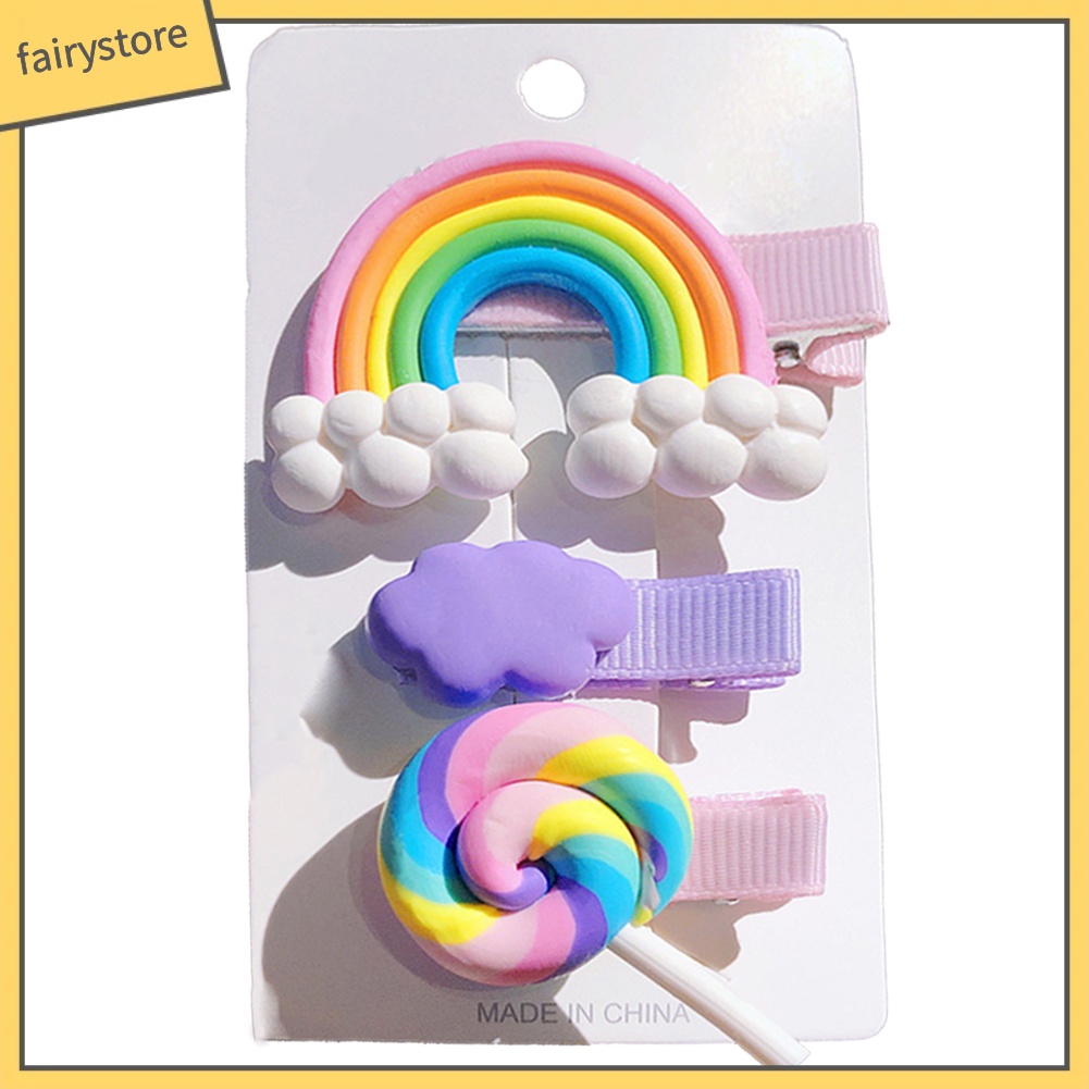 Set 3 Kẹp Tóc Màu Cầu Vồng Dễ Thương Cho Bé Gái