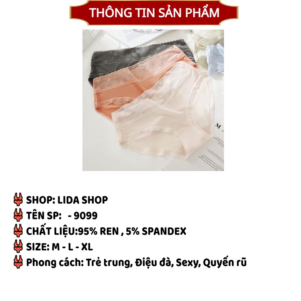 Quần Chip Nữ Mềm Phối Cạp Ren Tim Mềm Mại gợi cảm tôn dáng sexy hương havana mã 9099