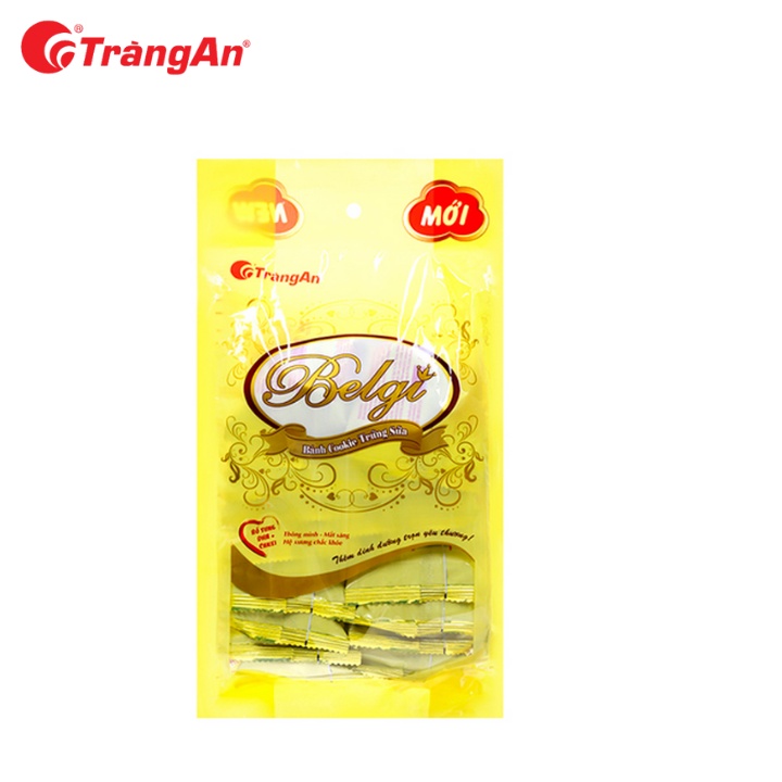 Combo CB7 gồm 1 gói bánh trứng sữa giòn Belgi 250g và 1 gói bánh trứng ruốc sợi thịt gà Fasty 156g, thương hiệu Tràng An