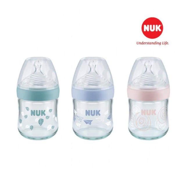 Bình sữa thủy tinh Nuk chính hãng Đức 120ml/240ml