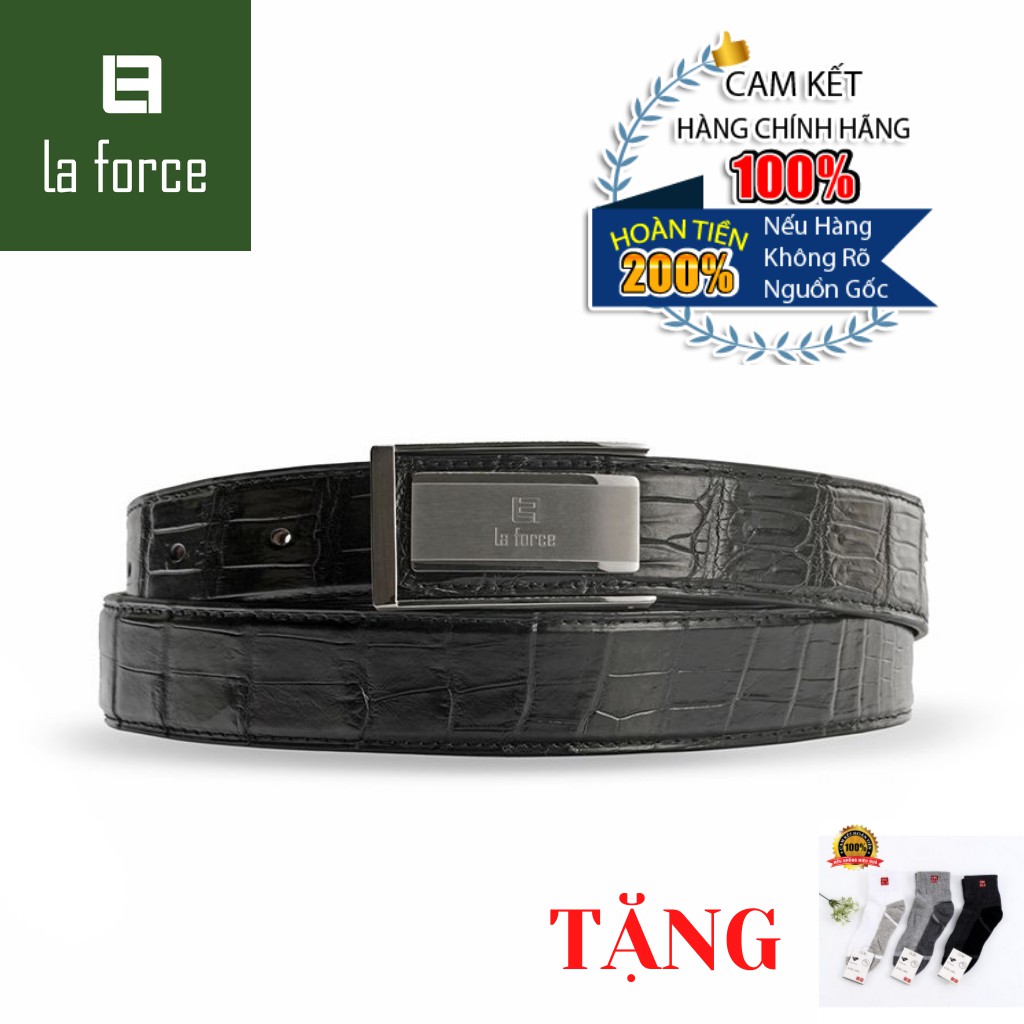 Thắt Lưng Nam LAFORCE Cá Sấu Mặt Lăn Cao Cấp DLA1600-03B-B-D Tặng Tất UNIQLO Chính Hãng