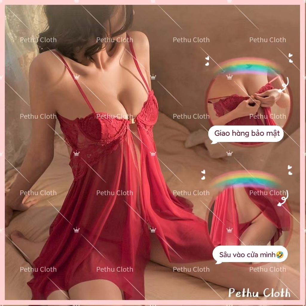 （Q1,HCM)  Có gọng kẽmĐồ ngủ sexy nữ2 dây ren hở lưng chéo ngực hàng thiết kế độc quyền 40-65kg--010