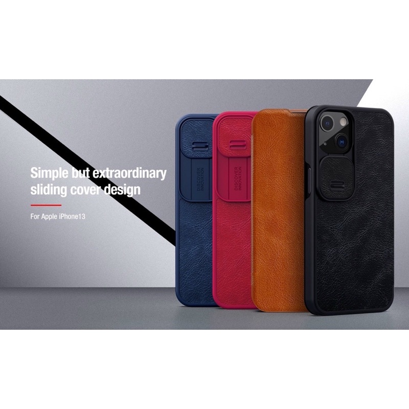 Bao da Nillkin QIN Camshield iPhone 13, 13 Pro, 13 Pro max có ngăn để thẻ trượt bảo vệ camera chính hãng