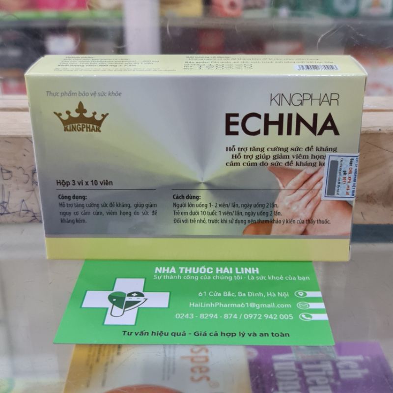 Viên uống tăng đề kháng Echina Kingphar ⚡ Tặng quà ⚡ Hộp 30 viên Giúp giảm cảm cúm, ho kéo dài