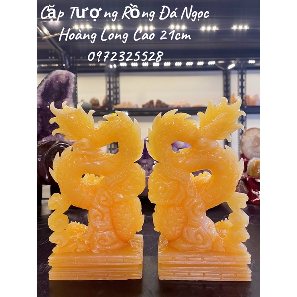 Cặp Tượng Rồng Đá Ngọc Hoàng Long Phong Thuỷ