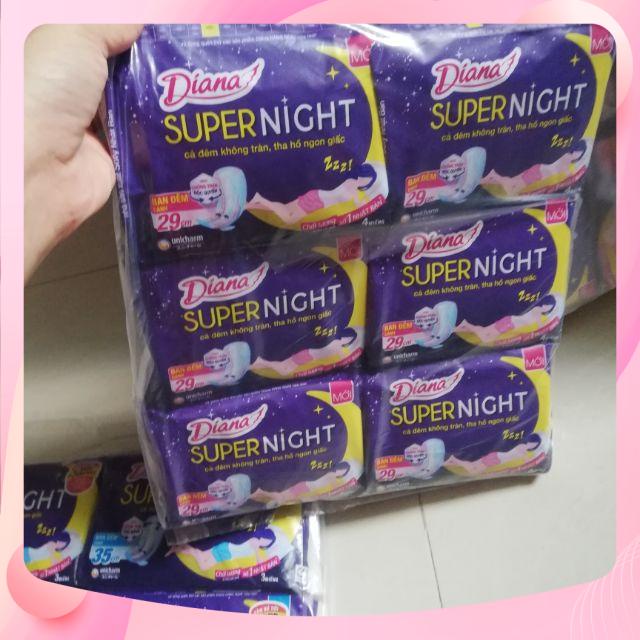 Bộ 6 gói băng vệ sinh Diana siêu thấm supernight 35cm mẫu mới 3 miếng gói,băng vệ sinh diana ban đêm 35cm 1goi 3 miếng