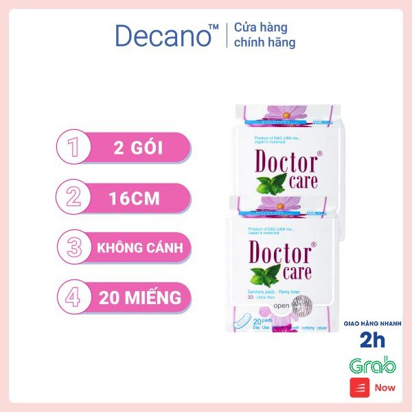 Bộ 2 gói băng vệ sinh thảo dược Doctor Care hàng ngày 16cm hương thơm bạc hà the mát Decano Store